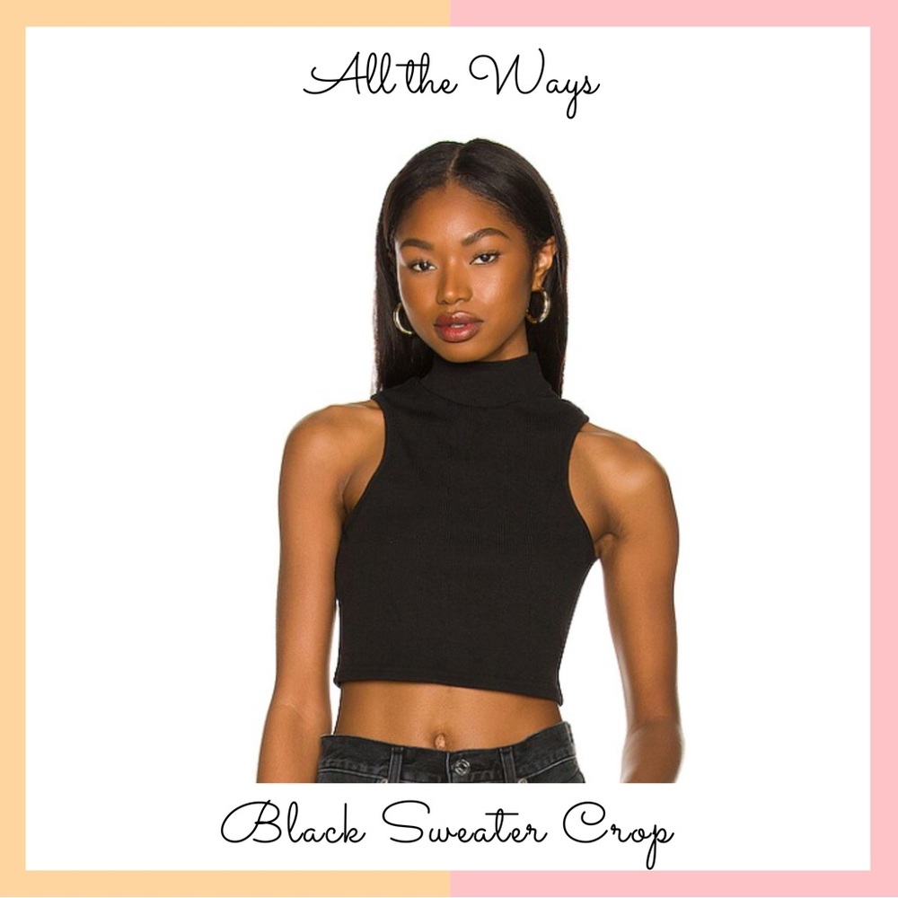 All the Ways x Revolve Black Sweater Crop Top
